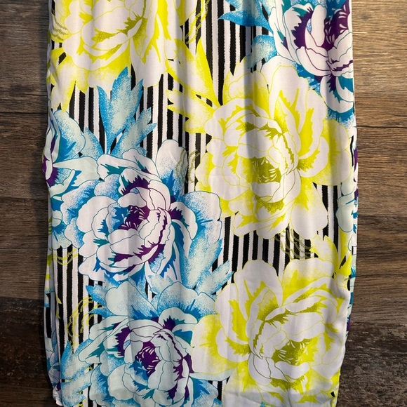 Worthington Yellow and Blue Floral Pleated Maxi Skirt Casual - Picture 2 of 9